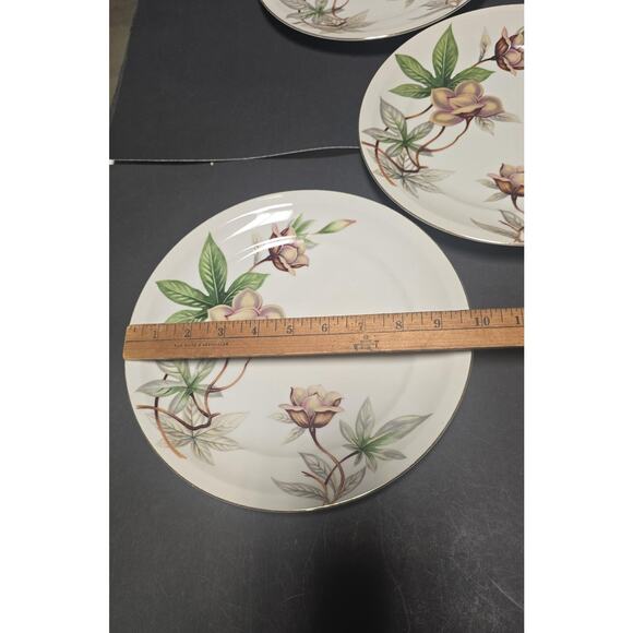 Meito China White China Woodrose Dinner Plates Set Of 5 Japan Floral Pattern - Picture 7 of 9